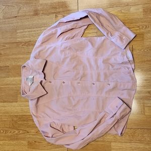 Talbots pink corduroy button front top sz med